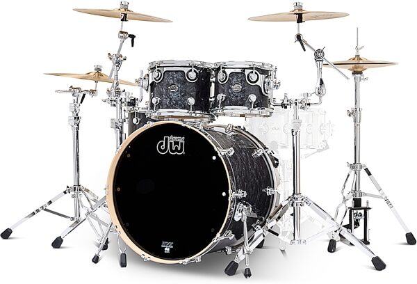 Drum Workshop Performance Series Drum Shell Kit, 4-Piece, Black Diamond, Action Position Back