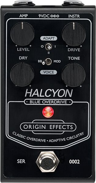 Origin Effects Halcyon Blue Overdrive Pedal, Black Edition, Action Position Back