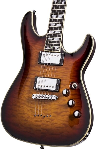 Schecter C-1 Custom Electric Guitar, 3 Tone Sunburst Closeup