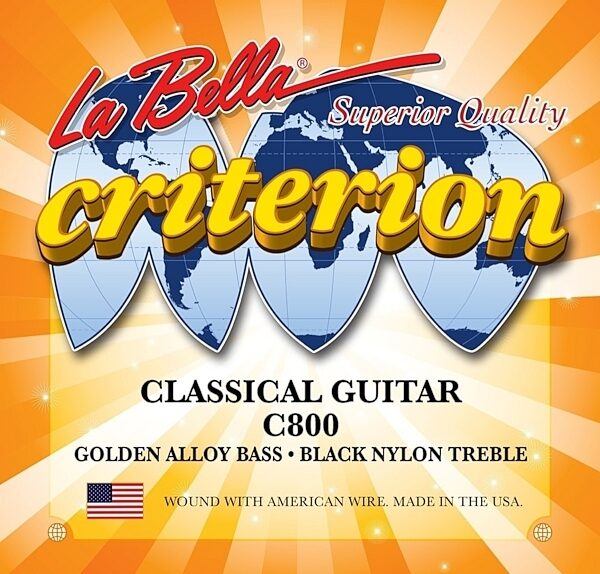 La Bella C800 Criterion Black/Nylon Gold Alloy Classical Acoustic Guitar Strings, Main
