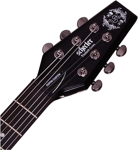 Schecter Casket Custom Electric Guitar, Black Cherry - Headstock