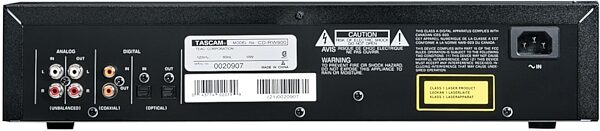 TASCAM CDRW900 CD Recorder with MP3 Playback, Rear