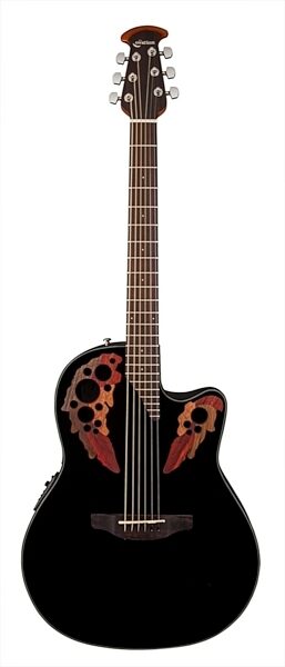 Ovation CE44 Celebrity Elite Mid-Depth Cutaway Acoustic-Electric Guitar, Black