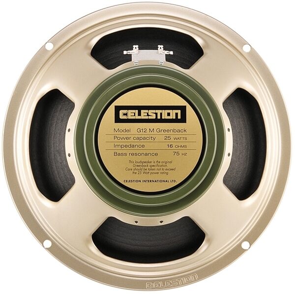 Celestion G12M Greenback Classic Series Guitar Speaker (25 Watts, 12"), 16 Ohms, Main