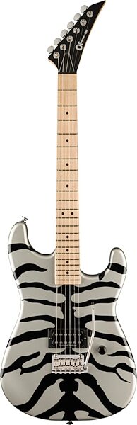 Charvel Limited Edition Super-Stock SD1 H 2PT M Electric Guitar (with Gig Bag), Silver Bengal, Action Position Front
