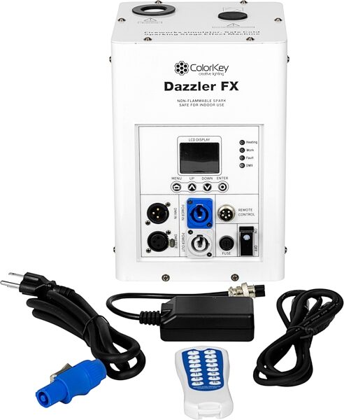 ColorKey Dazzler FX Cold Spark Machine, White, Main with all components Front