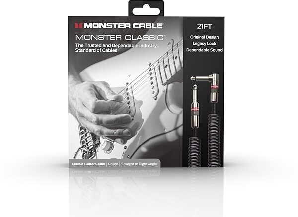 Monster Classic Coiled Instrument Cable, White, 21 foot, Main
