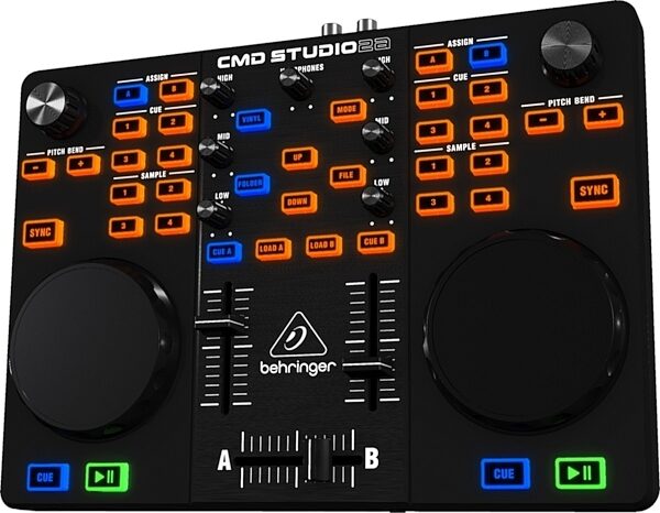 Behringer CMD STUDIO 2A DJ Controller and Audio Interface, Angle