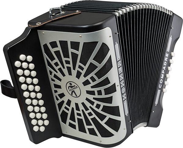 Hohner Compadre Accordion (with Gig Bag), Blac, F/Bb/Eb, with Gig Bag, Action Position Back