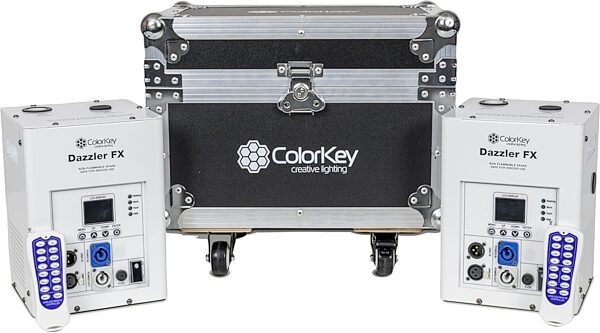 ColorKey Dazzler FX MKII Cold Spark Machine, White, 2-Pack (with Case), Action Position Back