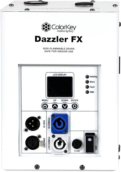 ColorKey Dazzler FX MKII Cold Spark Machine, White, Action Position Back