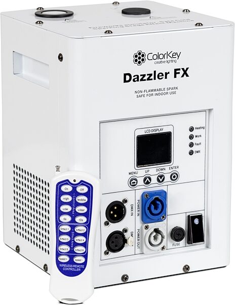 ColorKey Dazzler FX MKII Cold Spark Machine, White, Action Position Back
