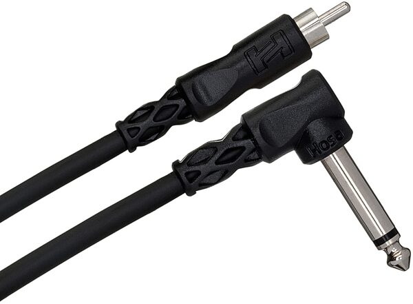 Hosa CPR-103R Unbalanced Interconnect Cable, Right Angle 1/4-Inch TS to RCA, 3 foot, Action Position Back