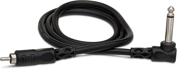 Hosa CPR-103R Unbalanced Interconnect Cable, Right Angle 1/4-Inch TS to RCA, 3 foot, Action Position Back