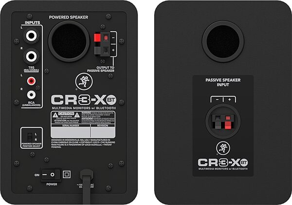 Mackie CR3-XBT Powered Bluetooth Studio Monitors, Black, Pair, Action Position Back