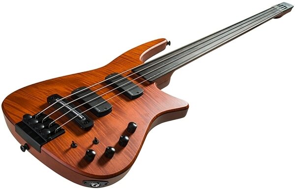 NS Design CR4 Fretless Electric Bass (with Gig Bag), Amber Satin - Closeup
