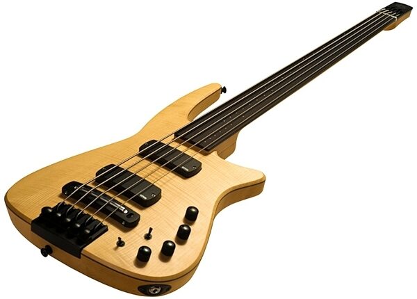 NS Design CR5 Fretless Electric Bass, Natural Satin - Angle