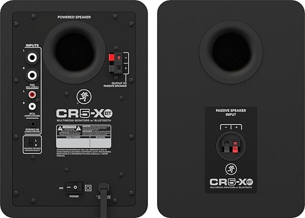 Mackie CR5-XBT Powered Bluetooth Studio Monitors, Pair, Detail Back