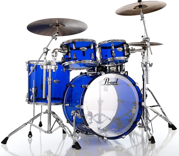 Pearl CRB524PC Crystal Beat Drum Shell Kit, 4-Piece, Blue Sapphire, Action Position Back