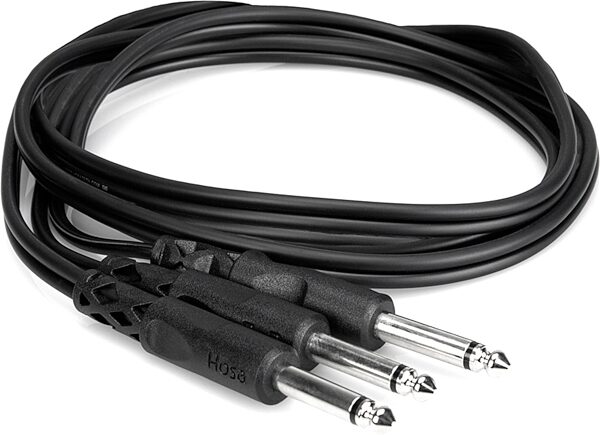 Hosa Y Cable 1/4" TS to Dual 1/4" TS Cable, 3 foot, CYP-103, Detail Side