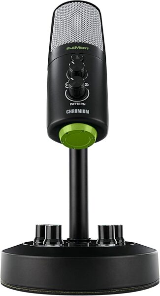 Mackie EleMent Chromium Premium USB Condenser Microphone with Built-in 2-Channel Mixer, USED, Blemished, Angled Front