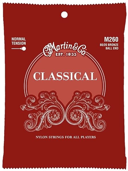 Martin 80/20 Bronze Classical Guitar Strings, 28-43, M260, Ball End, Main