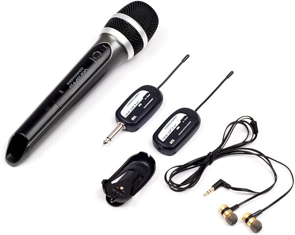 VocoPro SingAndHear-Solo Wireless Microphone and In-Ear Monitor System, Blemished, Main with all components Front