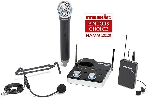 Samson Concert 288m Dual-Channel Wireless Combo Lavalier/Headset & Handheld Microphone System, Band K, Main