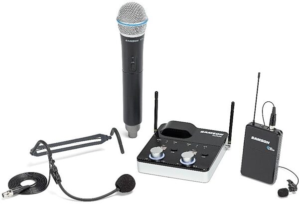 Samson Concert 288m Dual-Channel Wireless Combo Lavalier/Headset & Handheld Microphone System, Band D, Action Position Front