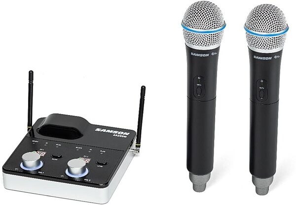 Samson Concert 288m Handheld Dual-Channel Wireless Handheld Microphone System, Band D, Action Position Front