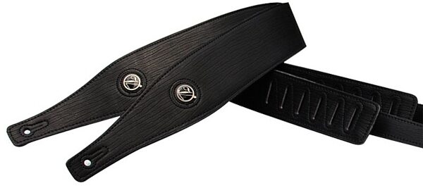 Vorson Textured Leather Padded Guitar Strap, Black Deep Line