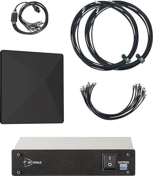 RF Venue DISTRO5 HDR Antenna Distribution System and Diversity Architectural Antenna Bundle, Black, Action Position Back