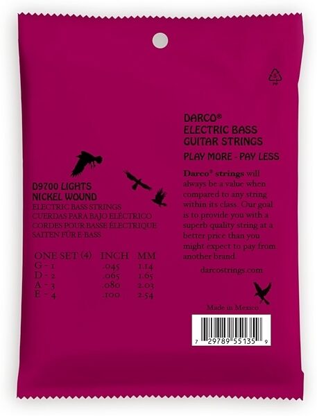 Martin Darco Electric Bass Strings, D9700, Light, Main Back