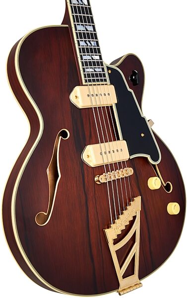 D'Angelico Deluxe 59 Hollowbody Electric Guitar, Satin Brown Burst, Action Position Back