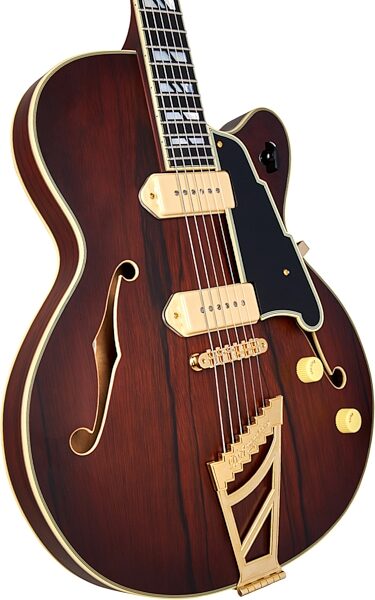 D'Angelico Deluxe 59 Hollowbody Electric Guitar, Satin Brown Burst, Action Position Back