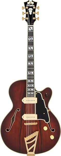 D'Angelico Deluxe 59 Hollowbody Electric Guitar, Satin Brown Burst, Action Position Back