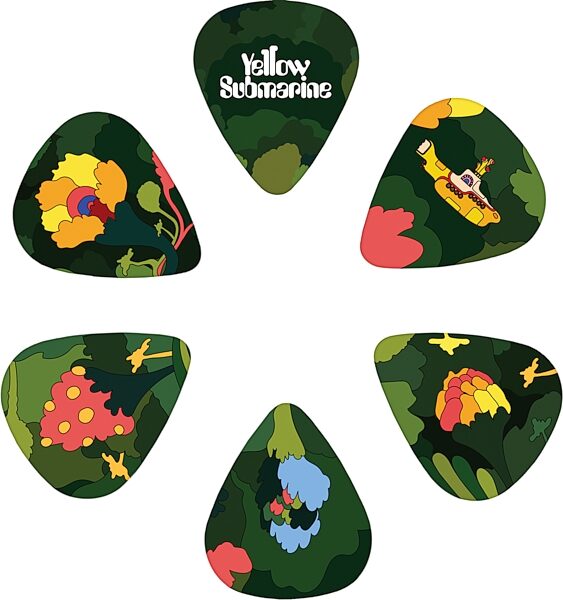 D'Addario Beatles Yellow Submarine 55th Anniversary Guitar Picks, Pepperland Woods, 1CWH4-11B2, Action Position Back