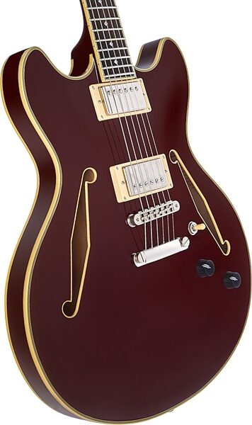 D'Angelico Excel DC Tour Electric Guitar (with Gig Bag), Solid Wine, Open Box (Very Good), Action Position Back
