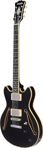 D'Angelico Excel Mini DC Tour Electric Guitar (with Gig Bag), Solid Black, Action Position Back