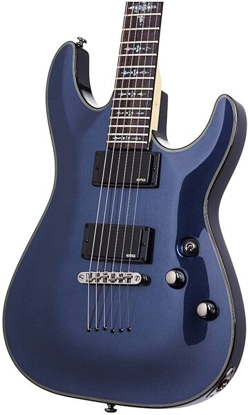 Schecter Damien Elite Electric Guitar, Dark Metallic Blue Closeup