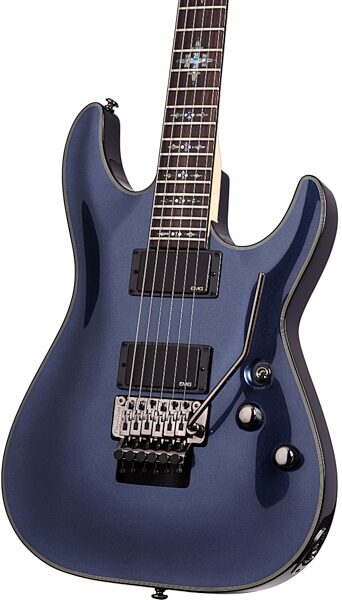 Schecter Damien Elite FR Electric Guitar with Floyd Rose, Dark Metallic Blue Closeup
