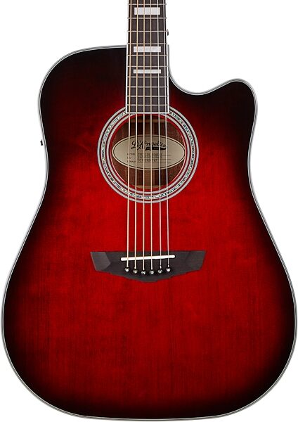 D'Angelico Premier Bowery Acoustic-Electric Guitar, Transparent Black Cherryburst, Action Position Back