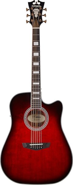 D'Angelico Premier Bowery Acoustic-Electric Guitar, Transparent Black Cherryburst, Action Position Back