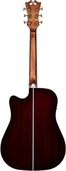 D'Angelico Premier Bowery Acoustic-Electric Guitar, Transparent Black Cherryburst, Action Position Back