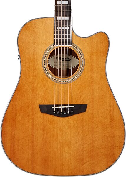 D'Angelico Premier Bowery Acoustic-Electric Guitar, Vintage Natural, Action Position Back