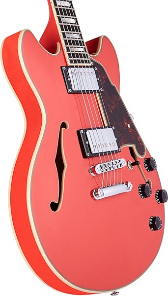 D'Angelico Premier Mini DC Stopbar Electric Guitar (with Gig Bag), Angled Front