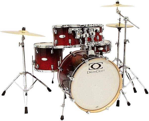 DrumCraft Series 4 22 Fusion Drum Set, 5-Piece, Crimson Red