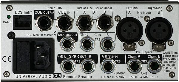 Universal Audio DCS Remote Preamp 2-Channel Microphone Preamp, Rear