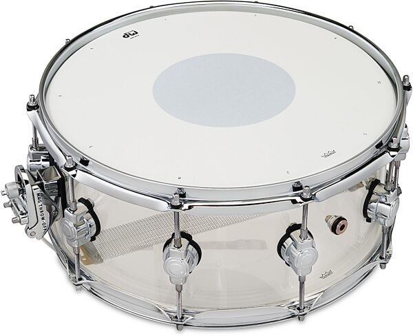Drum Workshop Design Series Clear Acrylic Snare Drum, 6x14 inch, Action Position Back
