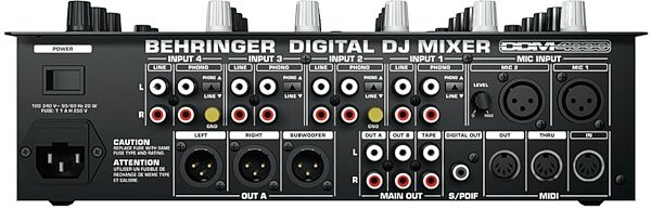 Behringer DDM4000 5-Channel DJ Mixer with Sampler, Rear